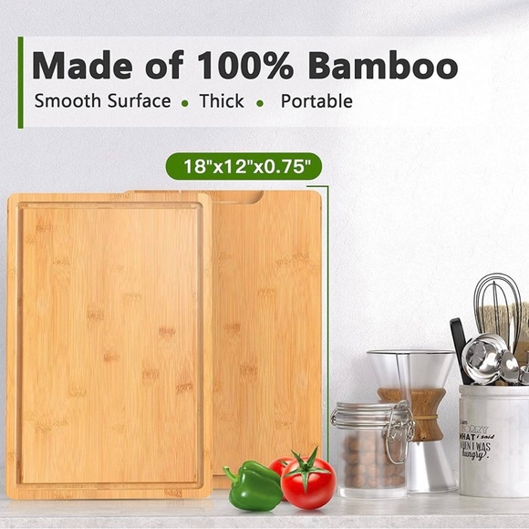 Bamboo Cutting Board Handle Juice Groove - Picture 2 of 10
